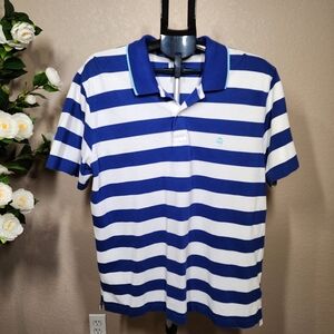 Brooks Brothers Performance Polo Shirt Men’s XXL Blue White Striped Slim Fit